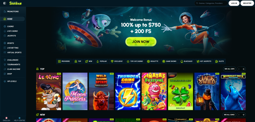 Slotexo Casino Home Page
